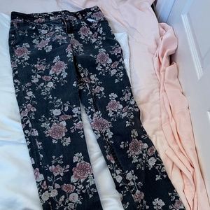 Womens Dark Floral Jeans